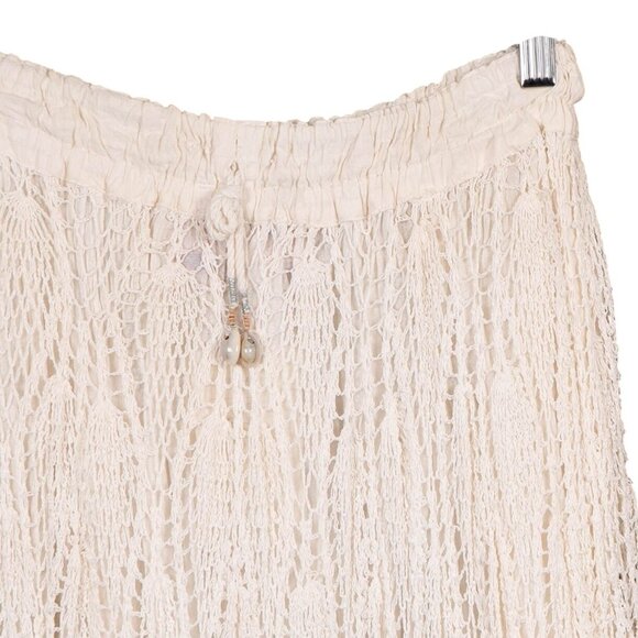 Crochet Lace Maxi Skirt OS NEW Elastic Waist Cream Boho Festival Peasant Prairie - Picture 2 of 7